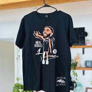 Brooklyn Nets Mikal Bridges Black Graphic T-Shirt